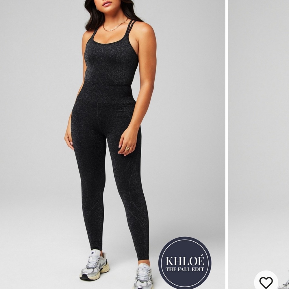 Fabletics seamless black sparkle jumpsuit